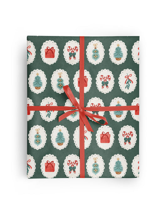 Green Cameo Wrapping Paper