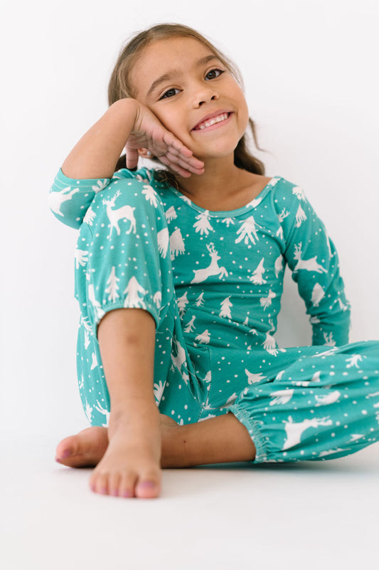 4/5T Reindeer Forest in Spectra Green Jumpsuit